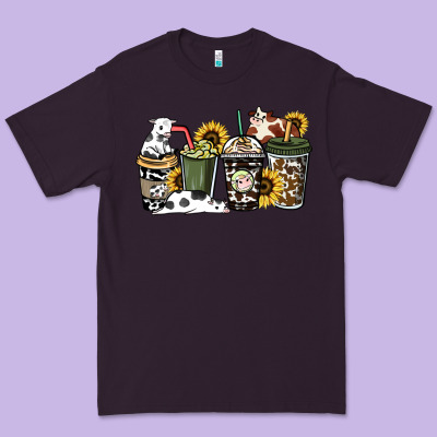 Cowhide Coffee Cup Premium Tee Designed By Howdyjamesfarm
