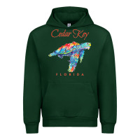 Forest Green Cedar Key Florida Watercolor Sea Turtle Sweatshirt Urban Hoodie - InspiraDesign