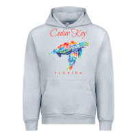 Heather Grey Cedar Key Florida Watercolor Sea Turtle Sweatshirt Urban Hoodie - InspiraDesign