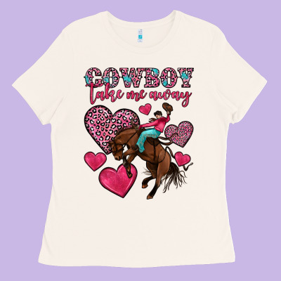 Cowboy Take Me Away Ladies Tee Designed By Oliviacreatesart