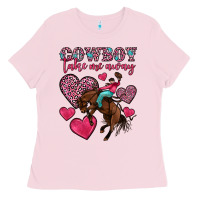 Bubblegum Pink cowboy take me away Ladies Tee - OliviaCreatesArt