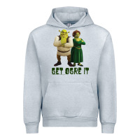 Heather Grey Shrek Fiona & Shrek Get Ogre It Text Poster Urban Hoodie - InspiraDesign