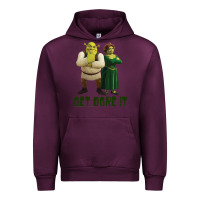 Mauve Wine Shrek Fiona & Shrek Get Ogre It Text Poster Urban Hoodie - InspiraDesign