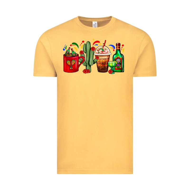Mexico Coffee Cups With Cactus And Tequila Bottle Vintage Tee by FaDigitalArtStudio | Teevron