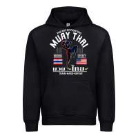 Black thailand american flag muay thai boxing train hard repeat t shirt Urban Hoodie - InspiraDesign