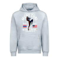 Heather Grey thailand american flag muay thai boxing train hard repeat t shirt Urban Hoodie - InspiraDesign