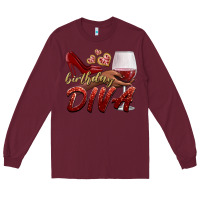 Burgundy birthday diva Long Sleeve Tee - BundleAndBundleShop