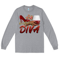 Heather Grey birthday diva Long Sleeve Tee - BundleAndBundleShop