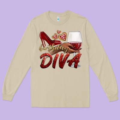 Birthday Diva Long Sleeve Tee Designed By Bundleandbundleshop