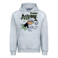 Heather Grey Danny Phantom Coming Through Brick Wall Urban Hoodie - InspiraDesign