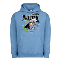 Pigment Pebble Blue Danny Phantom Coming Through Brick Wall Urban Hoodie - InspiraDesign