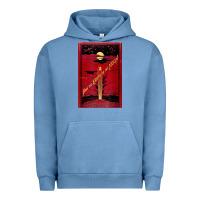 Pigment Pebble Blue From The Earth To The Moon Jules Verne Book Cover Design Urban Hoodie - ArtChic
