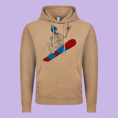 Skeleton Snowboard Vintage Hoodie Designed By Fadigitalartstudio