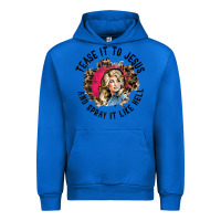 Cobalt tease it to jesus and spray it like hell leopard western raglan baseba Urban Hoodie - ArtChic