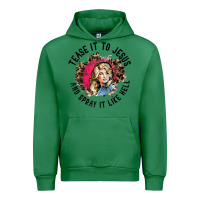 Emerald tease it to jesus and spray it like hell leopard western raglan baseba Urban Hoodie - ArtChic