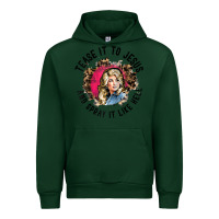 Forest Green tease it to jesus and spray it like hell leopard western raglan baseba Urban Hoodie - ArtChic