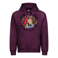 Mauve Wine tease it to jesus and spray it like hell leopard western raglan baseba Urban Hoodie - ArtChic
