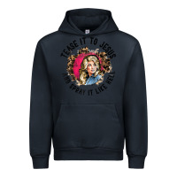 Navy tease it to jesus and spray it like hell leopard western raglan baseba Urban Hoodie - ArtChic