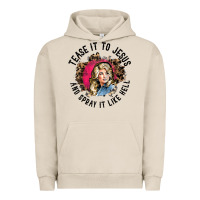 Pigment French Oak tease it to jesus and spray it like hell leopard western raglan baseba Urban Hoodie - ArtChic
