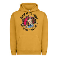 Pigment Peanut Butter tease it to jesus and spray it like hell leopard western raglan baseba Urban Hoodie - ArtChic