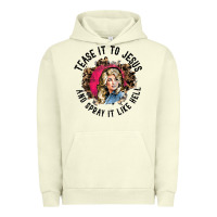 Pigment Pistachio tease it to jesus and spray it like hell leopard western raglan baseba Urban Hoodie - ArtChic