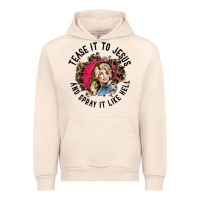 Sandshell tease it to jesus and spray it like hell leopard western raglan baseba Urban Hoodie - ArtChic