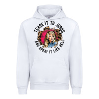 White tease it to jesus and spray it like hell leopard western raglan baseba Urban Hoodie - ArtChic