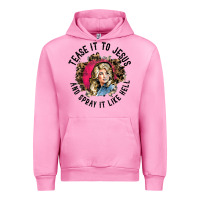 Fuchsia Pink tease it to jesus and spray it like hell leopard western raglan baseba Urban Hoodie - ArtChic