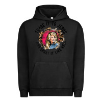 Pigment Black tease it to jesus and spray it like hell leopard western raglan baseba Urban Hoodie - ArtChic