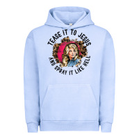 Pigment Grape Ice tease it to jesus and spray it like hell leopard western raglan baseba Urban Hoodie - ArtChic