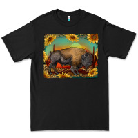 Black western bison with sunset background Premium Tee - RanaPortraitStore