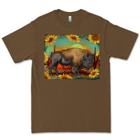 Cacao western bison with sunset background Premium Tee - RanaPortraitStore