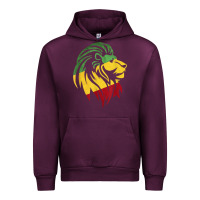 Mauve Wine Lion of Judah Reggae, Rasta, Ethiopia Jamaican Roots Urban Hoodie - ArtChic