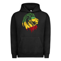 Pigment Black Lion of Judah Reggae, Rasta, Ethiopia Jamaican Roots Urban Hoodie - ArtChic
