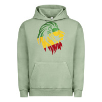 Pigment Oil Green Lion of Judah Reggae, Rasta, Ethiopia Jamaican Roots Urban Hoodie - ArtChic