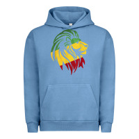 Pigment Pebble Blue Lion of Judah Reggae, Rasta, Ethiopia Jamaican Roots Urban Hoodie - ArtChic