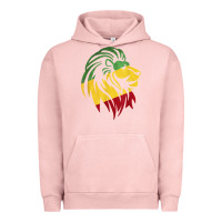Pigment Salmon Lion of Judah Reggae, Rasta, Ethiopia Jamaican Roots Urban Hoodie - ArtChic