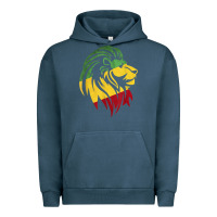 Pigment Midnight Navy Lion of Judah Reggae, Rasta, Ethiopia Jamaican Roots Urban Hoodie - ArtChic