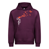 Mauve Wine banksy headshot butterfly Urban Hoodie - ArtChic
