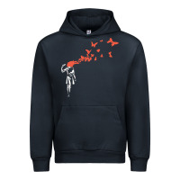 Navy banksy headshot butterfly Urban Hoodie - ArtChic