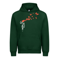 Forest Green banksy headshot butterfly Urban Hoodie - ArtChic
