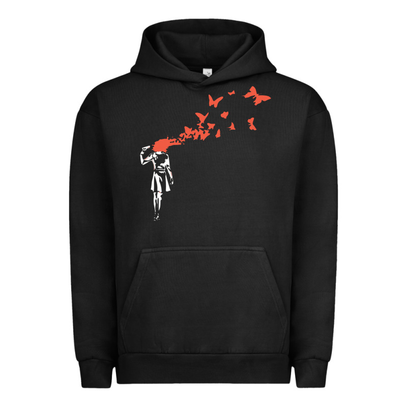 Banksy Headshot Butterfly Urban Hoodie by ArtChic | Teevron