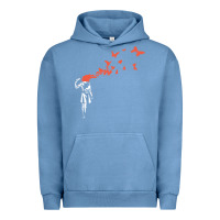 Pigment Pebble Blue banksy headshot butterfly Urban Hoodie - ArtChic