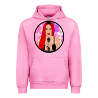 Fuchsia Pink red hair girl singing Urban Hoodie - ArtChic