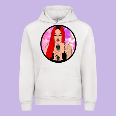 Red Hair Girl Singing Urban Hoodie Designed By Artchic