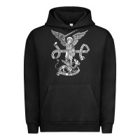 Pigment Black st michael archangel catholic angel defend us Urban Hoodie - ArtChic