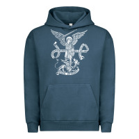 Pigment Midnight Navy st michael archangel catholic angel defend us Urban Hoodie - ArtChic