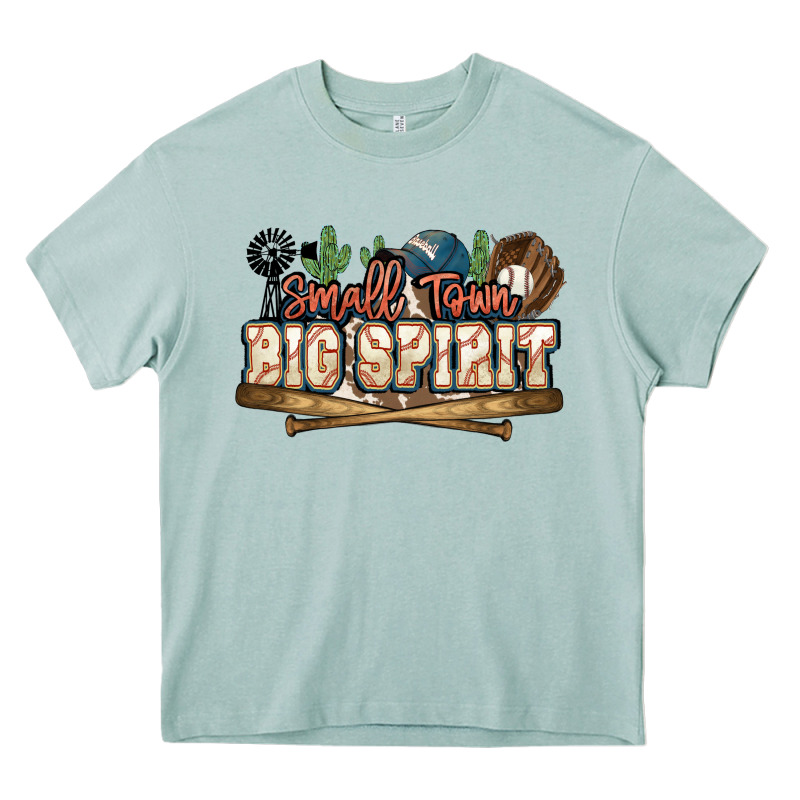 Small Town Big Spirit Baseball Heavy Core Tee by HowdyJamesFarm | Teevron