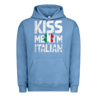 Pigment Pebble Blue Kiss Me I'm Italian Urban Hoodie - ArtChic
