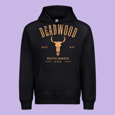 Deadwood South Dakota Usa Vintage Distressed Style Design Long Sleeve Urban Hoodie Designed By Studioelite
